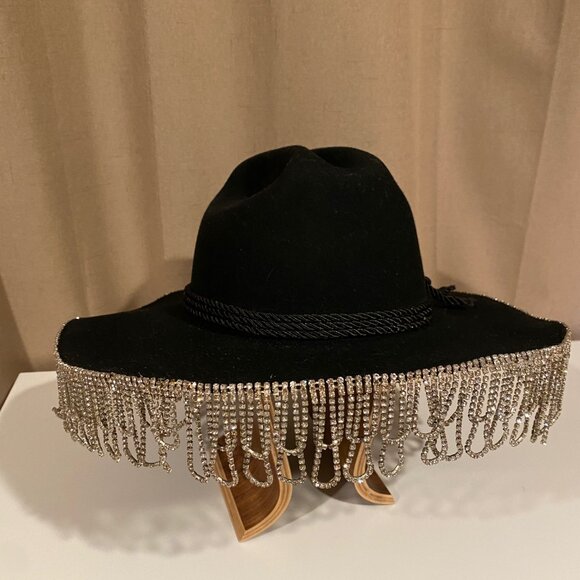 Wyeth Western Glam Black Hat w Rhinestone Fringe  Anthropologie‎ OS main image 9